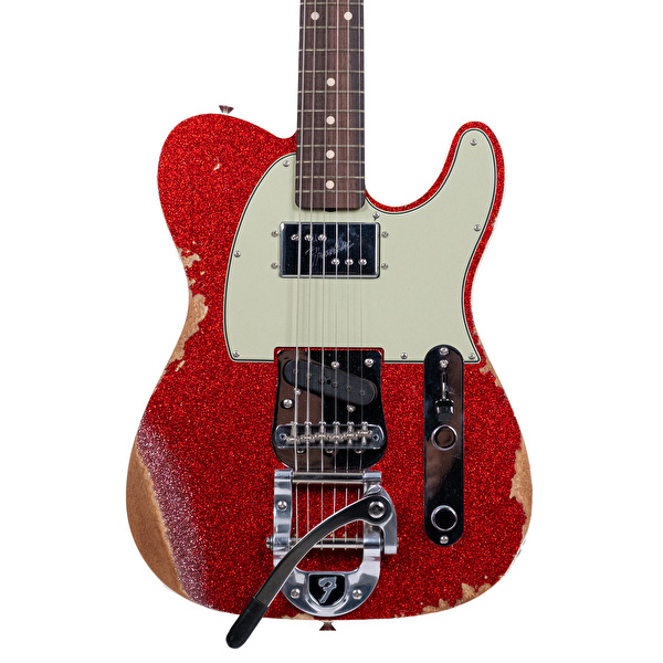 Fender Custom Shop 1960 Telecaster Custom HS Heavy Relic Bigsby Red Sparkle Elektro Gitar